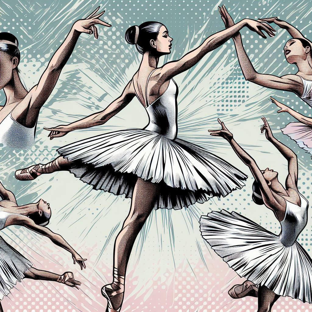 Ballet dancer in graceful poses - Comic book style