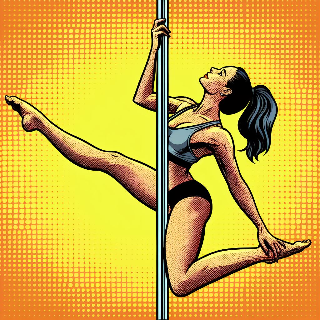 A woman doing acrobatic pole fitness - Pop art style