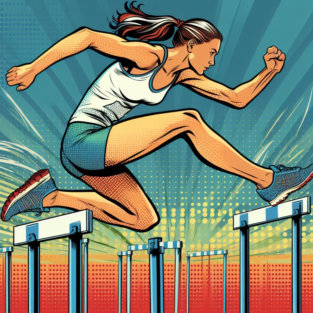 A runner leaping over a hurdle - Pop art style